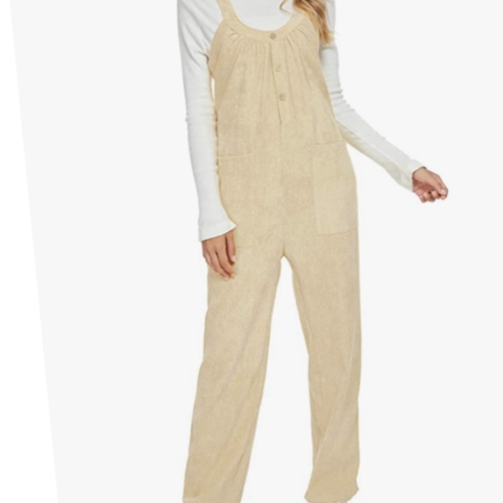 Tan corduroy Overalls - Picture 2 of 3